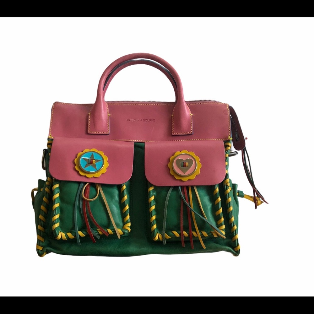 Rooney & Bourke Leather Pink/Green Handbag